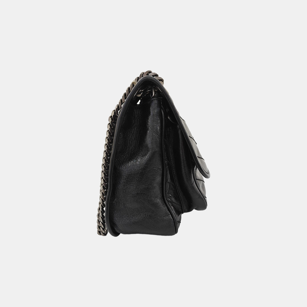 NIKI Medium Chevron Calfskin Black