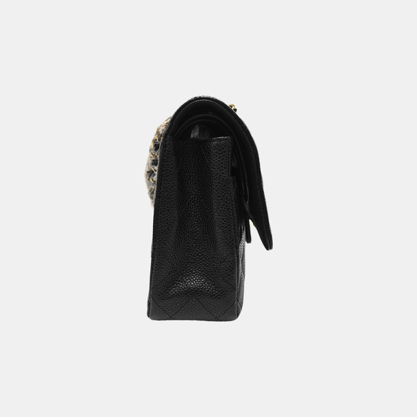 CLASSIC FLAP Medium Quilted Grained Calfskin Black