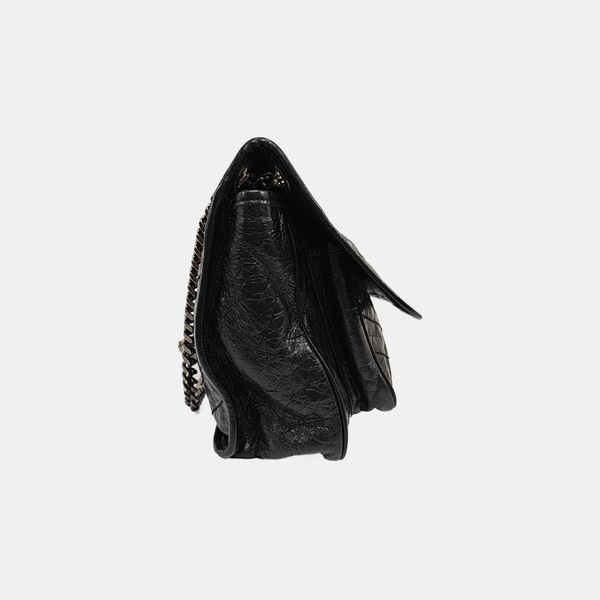 NIKI Medium Chevron Calfskin Black