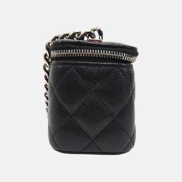 Quilted Grained Calfskin Shoulder Bag Black