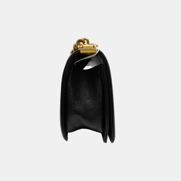 BOY CHANEL Medium Chevron Grained Calfskin Black