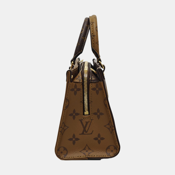 ONTHEGO EAST WEST PM Monogram Coated Canvas Brown