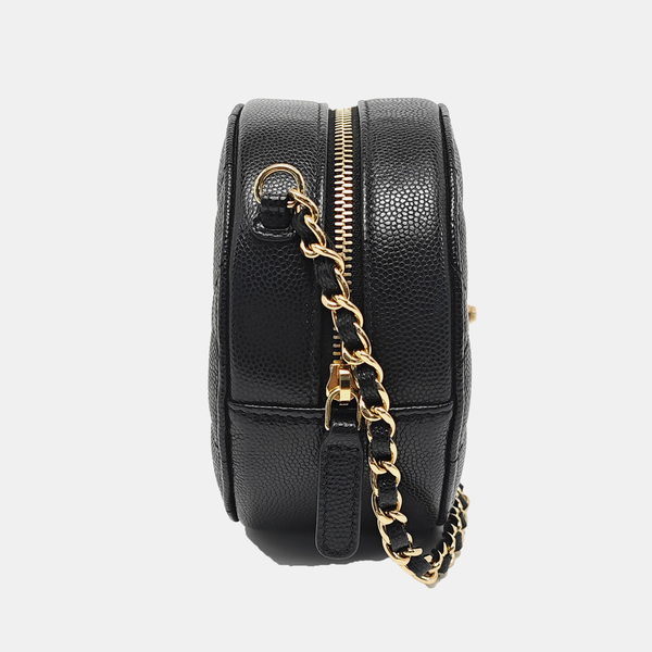 ROUND Quilted Grained Calfskin Black