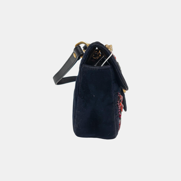GG Marmont Small Quilted Velvet Black