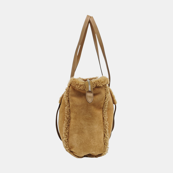 Sheepskin Top Handle Bag Brown