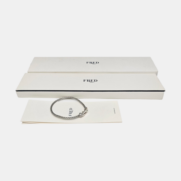 Force 10 18k White Gold Silver Bangle