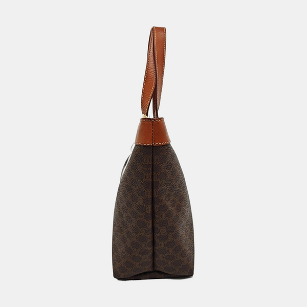 Coated Canvas Top Handle Bag Brown
