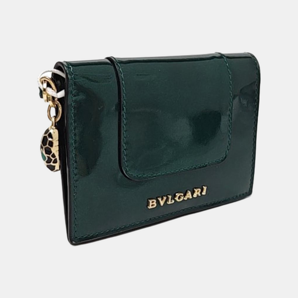 SERPENTI FOREVER Patent Leather Green Wallet