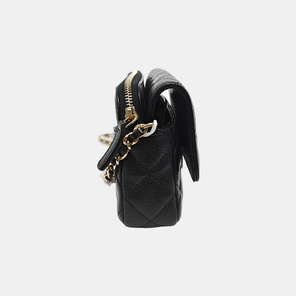 CLASSIC FLAP Mini Quilted Grained Calfskin Black