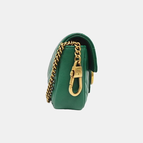 Authenticated pre-owned GG Marmont Mini Quilted Calfskin Green - Shoulder Bag at Looply