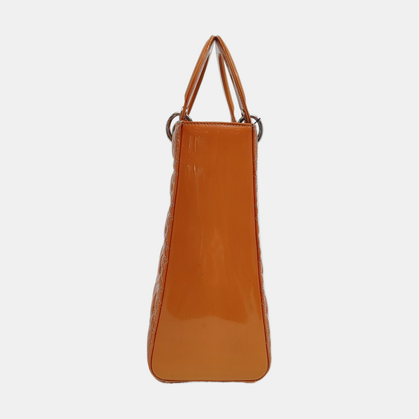 Lady Dior Large Cannage Patent Leather Orange