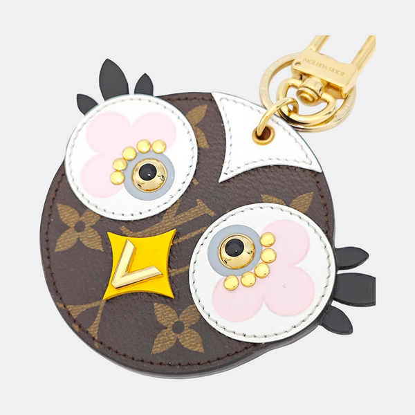 Coated Canvas Bag Charm Brown