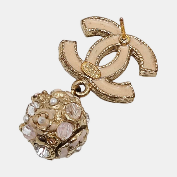 Metal Beige Stud Earrings