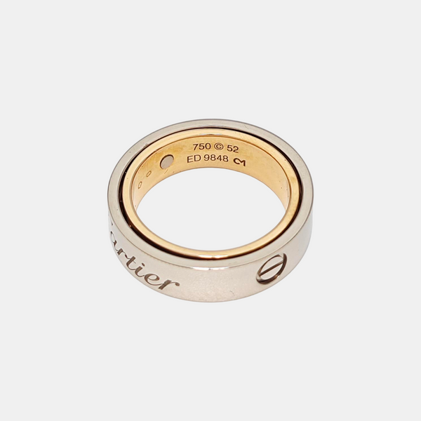 LOVE 18k Gold Silver Ring EU 52