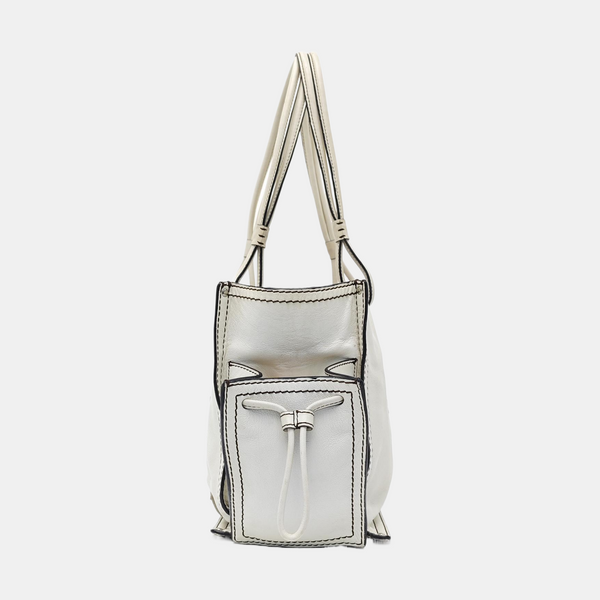 Quilted Calfskin Tote Bag White