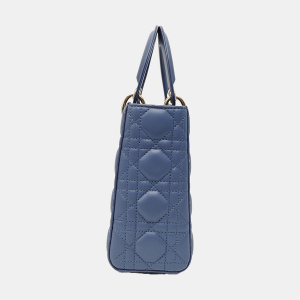 Lady Dior Small Cannage Lambskin Blue