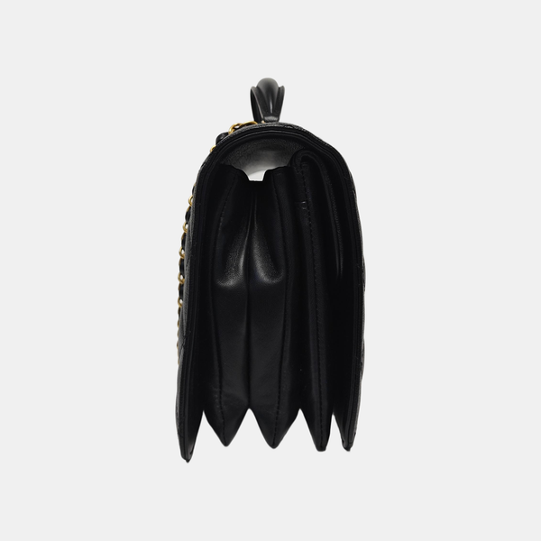 Quilted Grained Calfskin Shoulder Bag Black