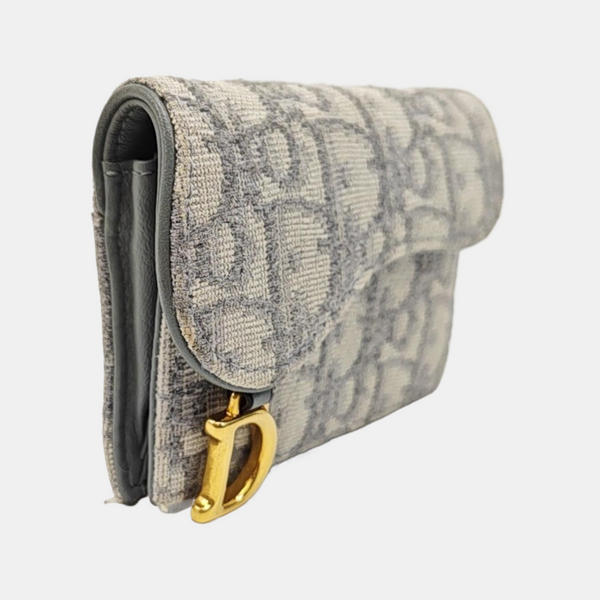 Saddle Mini Oblique Canvas Gray Wallet