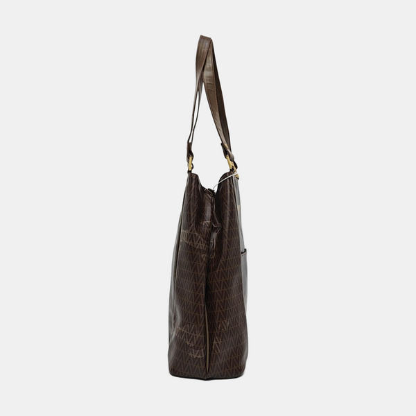 Coated Canvas Tote Bag Large Brown