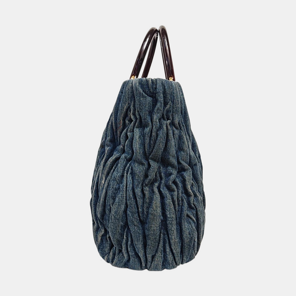 Quilted Denim Tote Bag Blue