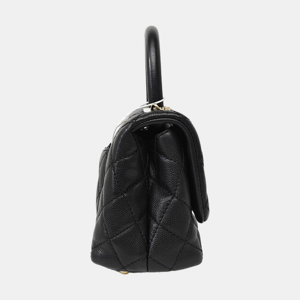 COCO HANDLE Mini Quilted Grained Calfskin Black
