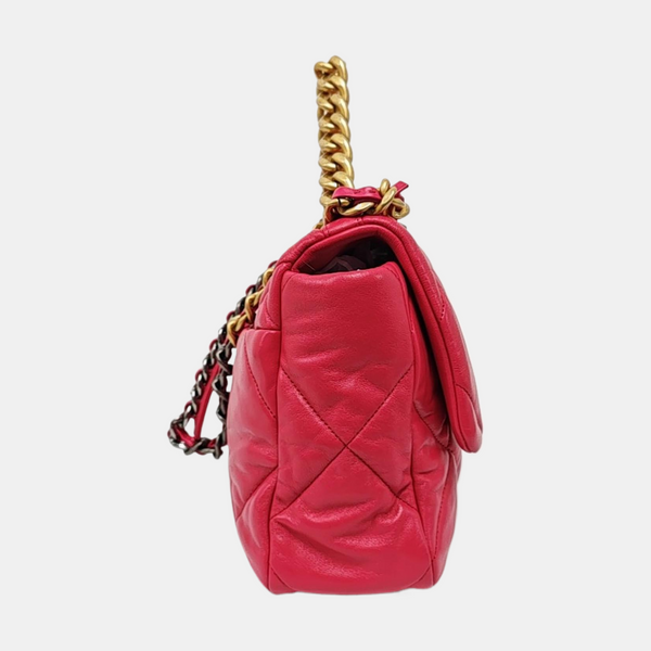 CHANEL 19 Large Quilted Lambskin Red