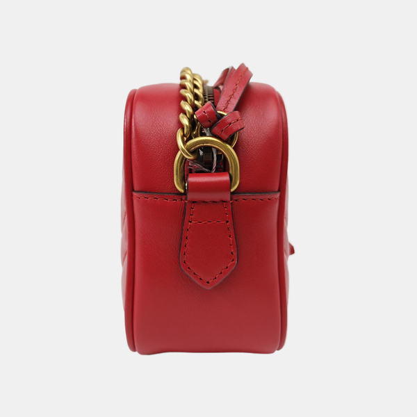 GG Marmont Super Mini Quilted Calfskin Red