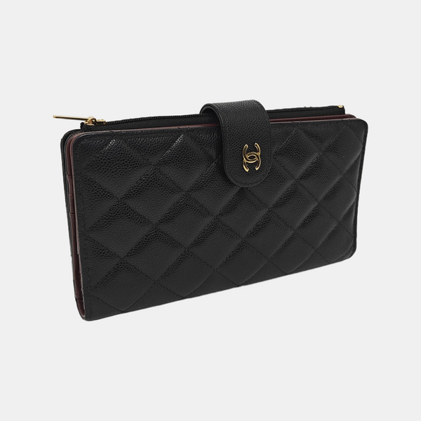 Quilted Lambskin Wallet Large Black