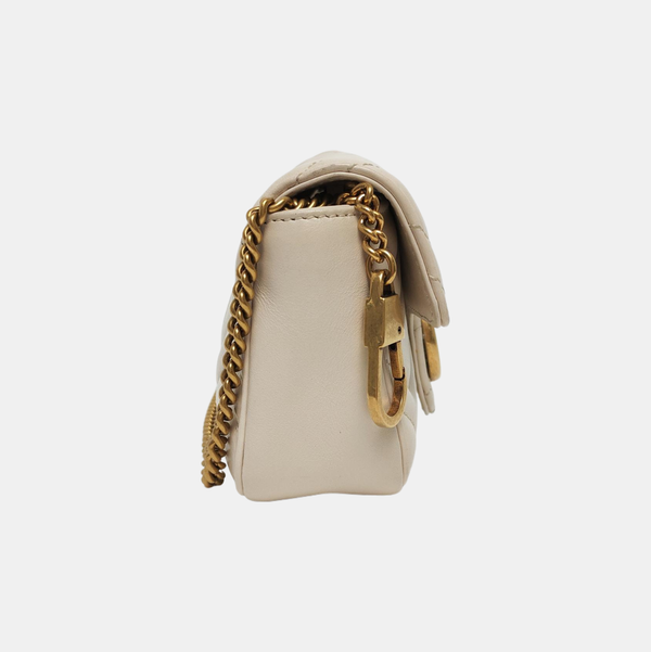 GG Marmont Mini Quilted Calfskin White