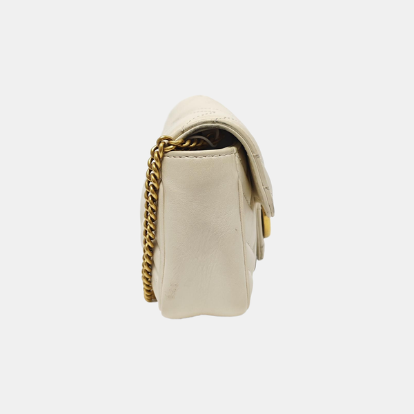 GG Marmont Mini Quilted Calfskin White