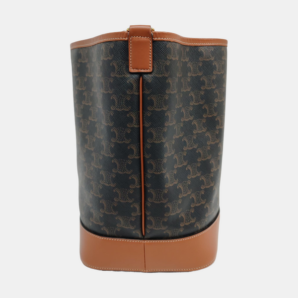 Authenticated pre-owned TRIOMPHE CANVAS Medium Coated Canvas Brown - Bucket Bag at Looply