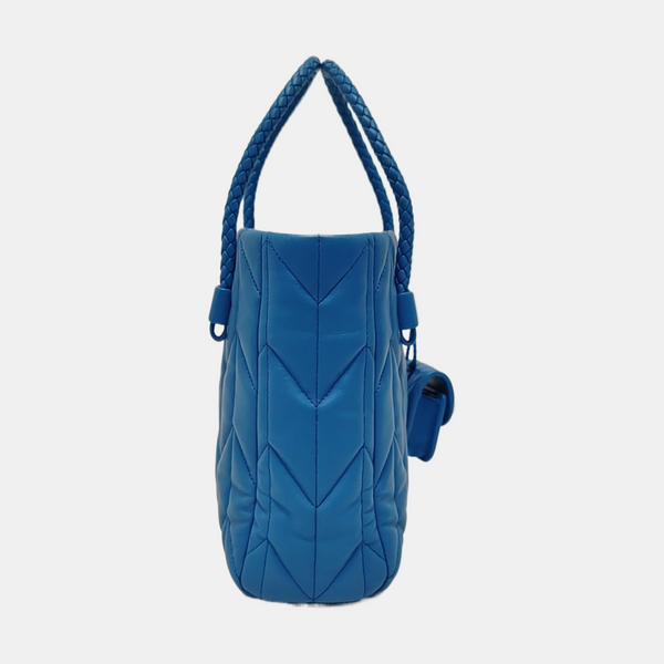 Bow Tote Small Quilted Lambskin Blue