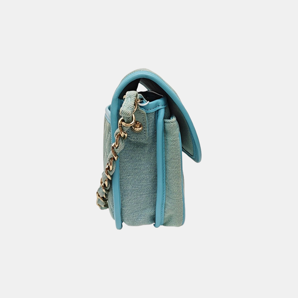Quilted Denim Shoulder Bag Blue