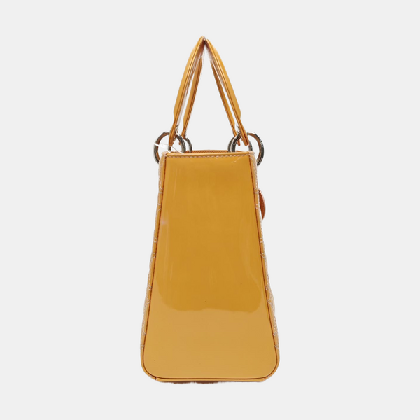 Lady Dior Medium Cannage Patent Leather Yellow