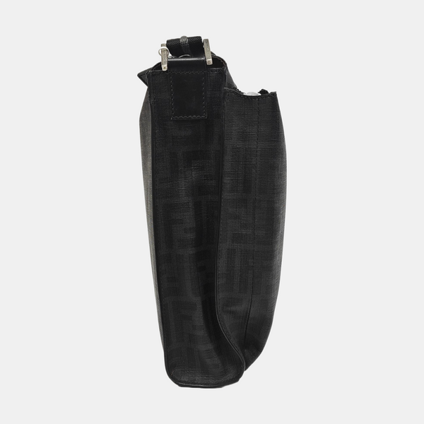 Coated Canvas Shoulder Bag Black