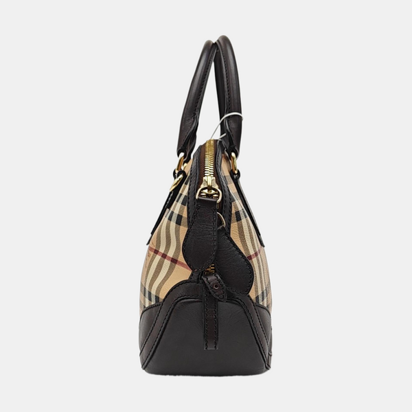 Coated Canvas Top Handle Bag Small Beige