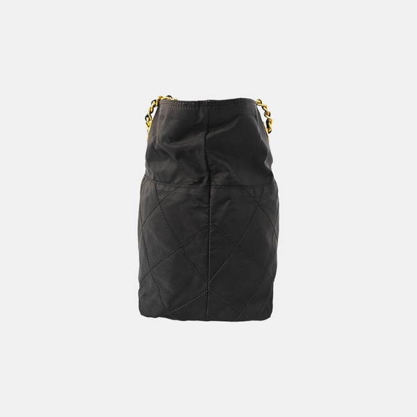 Chain Tote Quilted Nylon Black