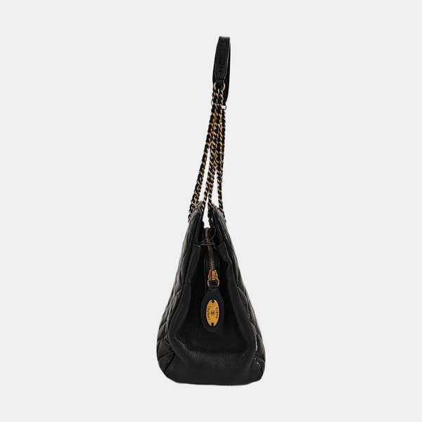 Quilted Calfskin Tote Bag Black