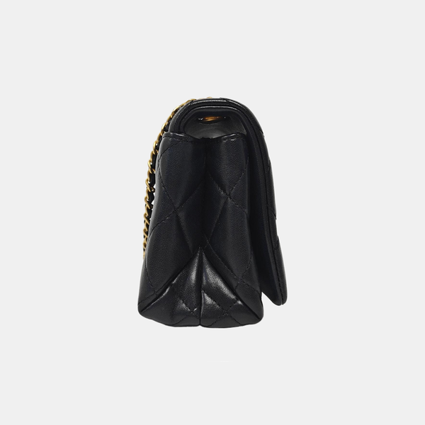 Quilted Lambskin Shoulder Bag Black