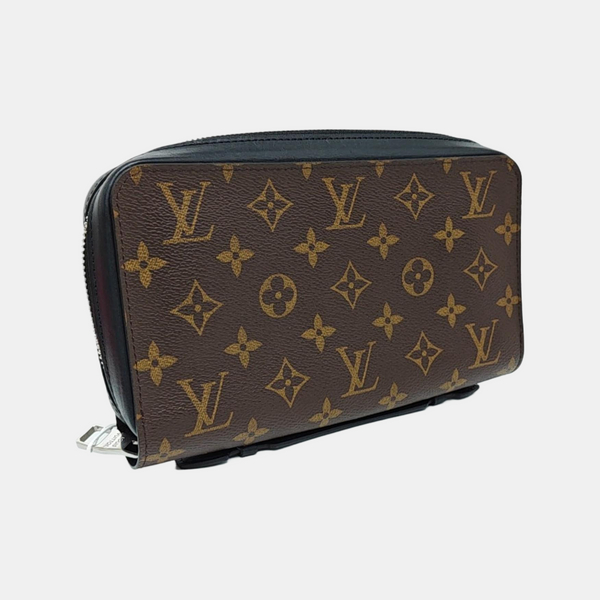 Monogram Coated Canvas Clutch Brown