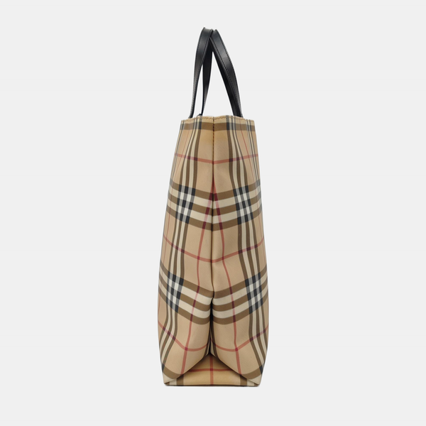 Coated Canvas Top Handle Bag Beige