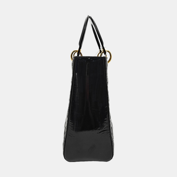 Lady Dior Large Patent Leather Black