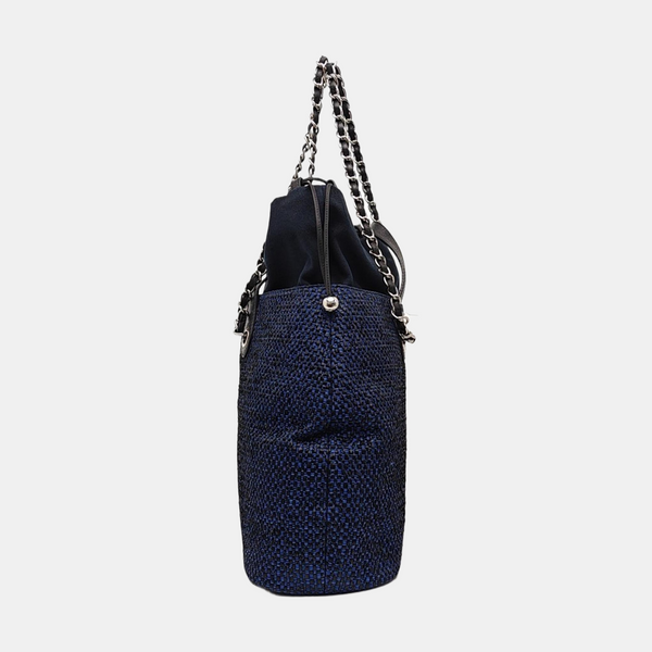 Straw Shoulder Bag Blue
