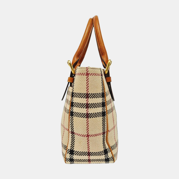 Fabric Top Handle Bag Brown