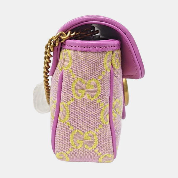 GG Marmont Mini Quilted, Monogram Canvas Pink