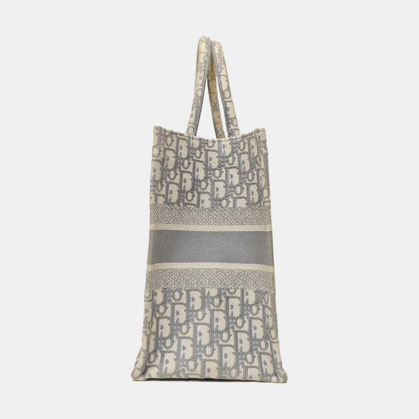 Book Tote Medium Oblique Canvas White