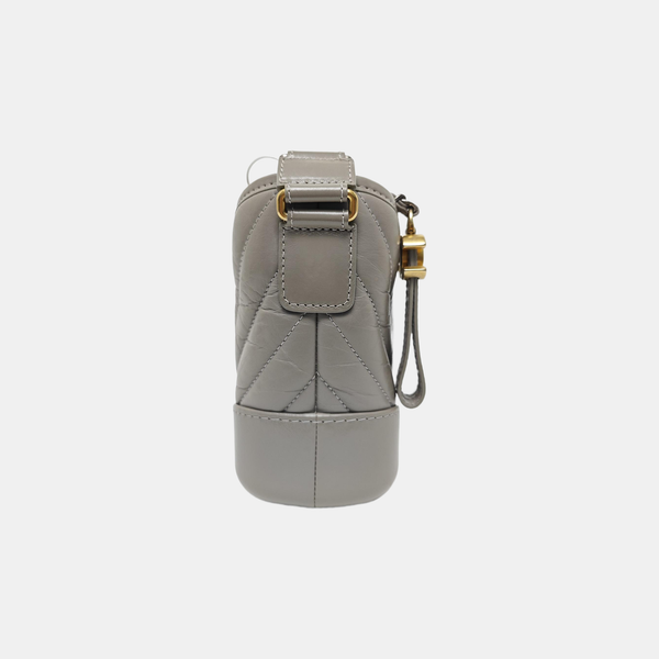 GABRIELLE Small Chevron Calfskin Gray