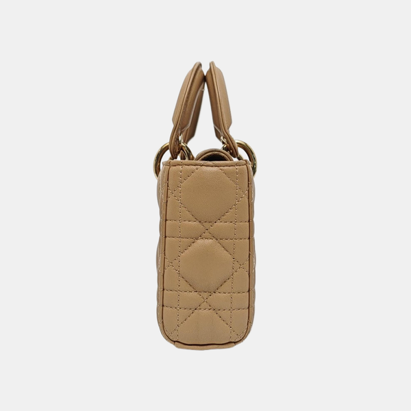 Lady D-Joy Small Cannage Lambskin Beige