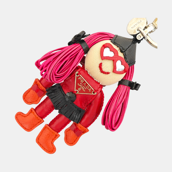 Leather Bag Charm Red
