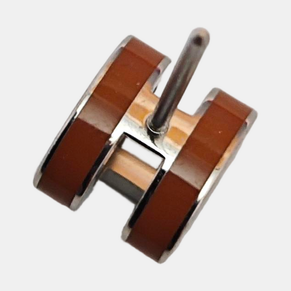 Pop H Metal Brown Stud Earrings